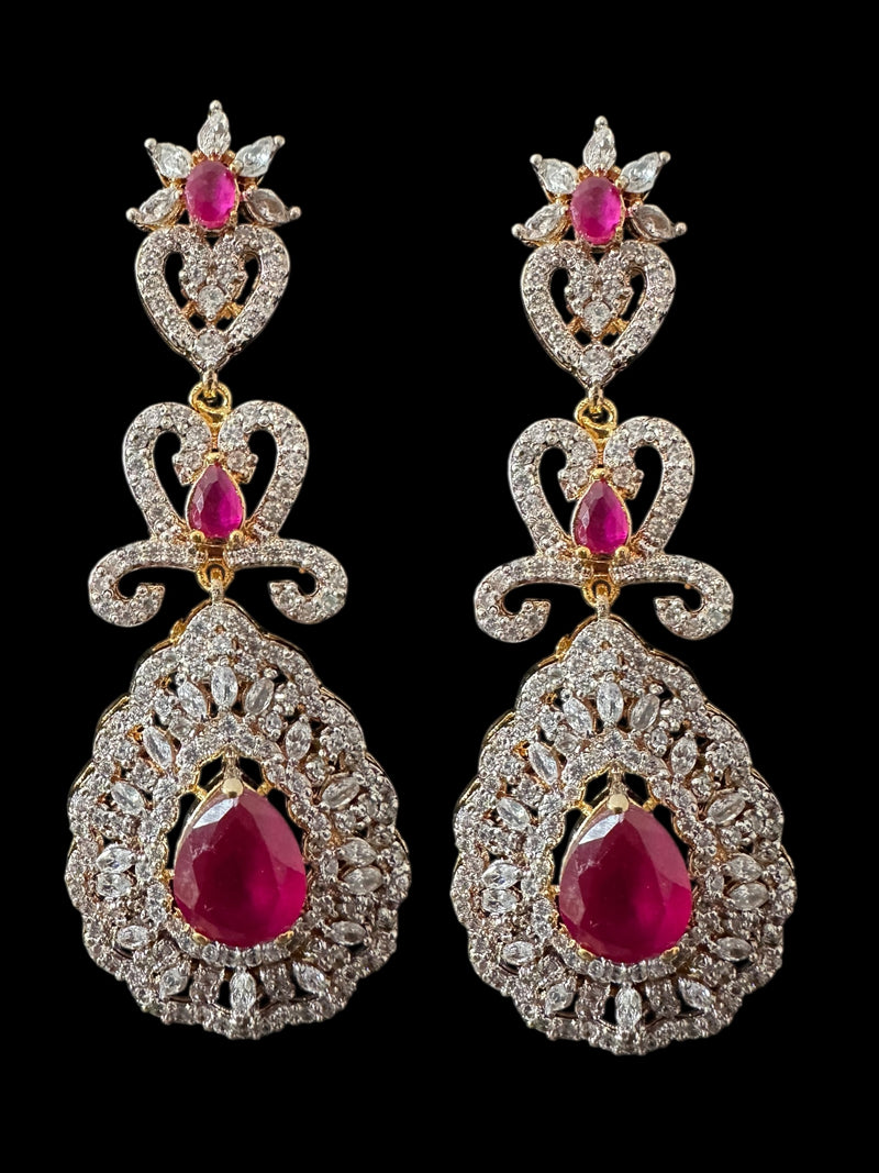 DNS203 high quality necklace set with zircon and ruby cz stone ( READY TO SHIP )