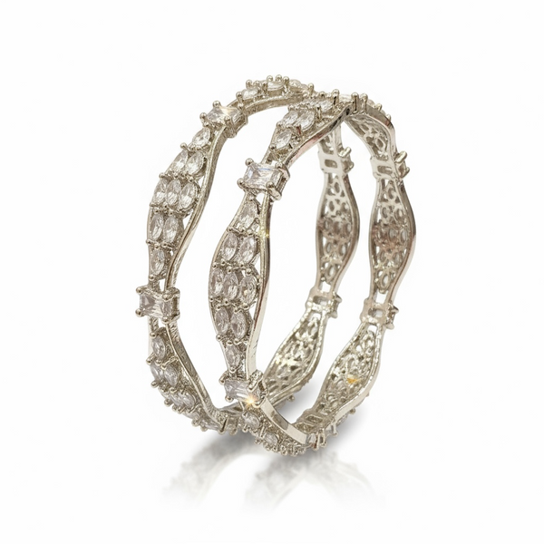 B816 Silver-Plated Cubic Zirconia Bangles ( READY TO SHIP )