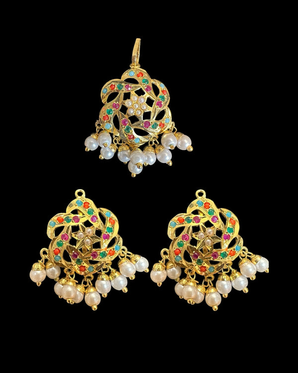 Jadau pendant - Navratan  ( READY TO SHIP )