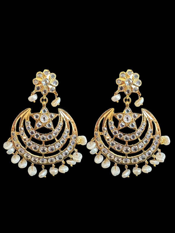 DER625 Komal gold plated chandbali earrings in real pearls ( READY TO SHIP )