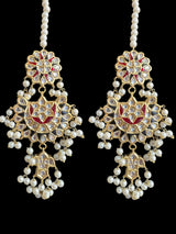 DER716  Maya dangler earrings with red and black meenakari  (READY TO SHIP )