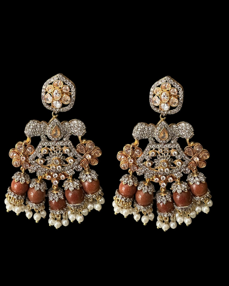 Laiha gold plated earrings - rusty orange ( READY TO SHIP )