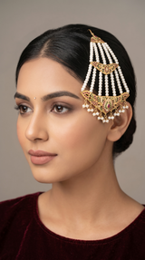 Gold-Plated Silver Jhoomar (Passa) – Ruby, Emerald & Freshwater Pearl ( READY TO SHIP )