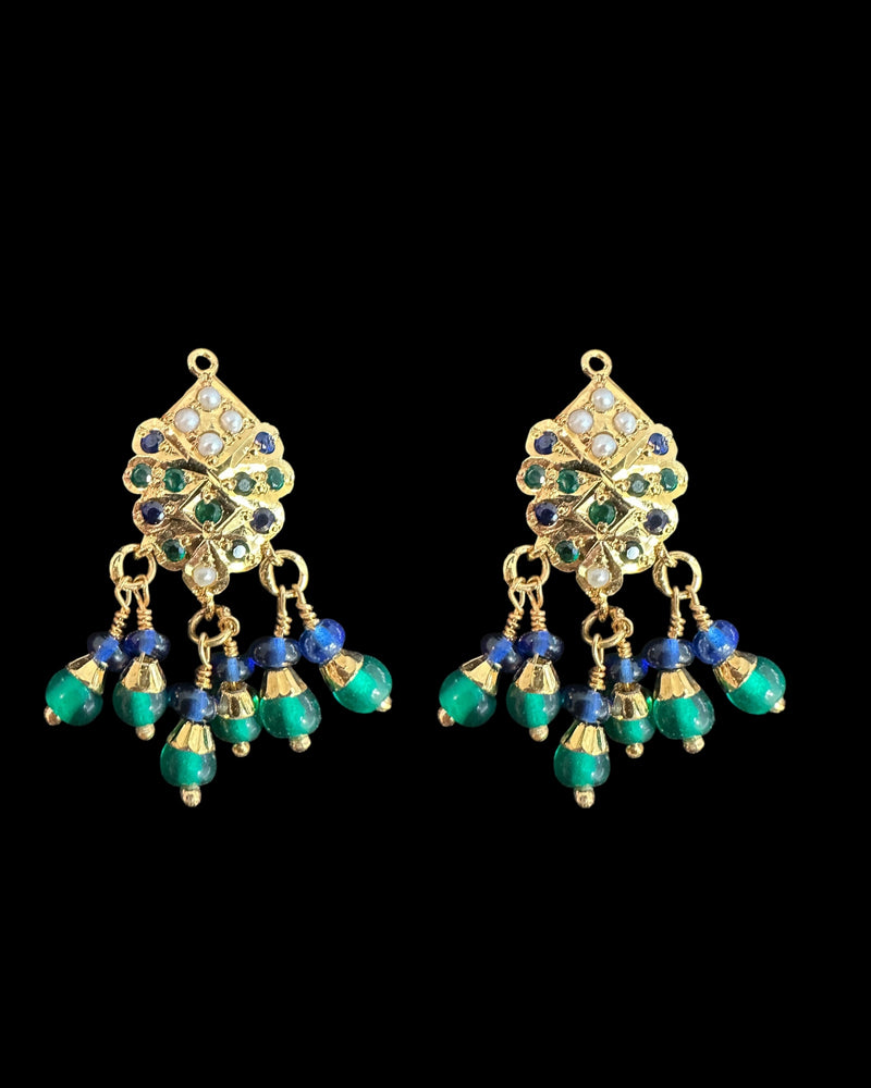 Emerald, Sapphire & Pearl Pendant Set – Gold-Plated 92.5 Silver ( READY TO SHIP )