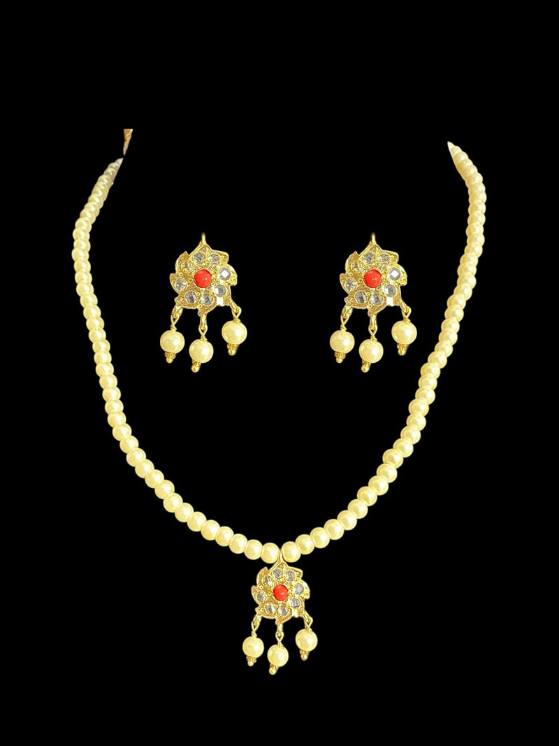 PS497 Sara pendant and earrings set -coral ( READY TO SHIP )