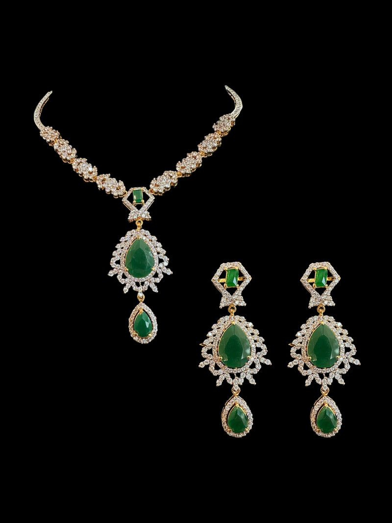 DNS145 suha necklace set in green ( READY TO SHIP )