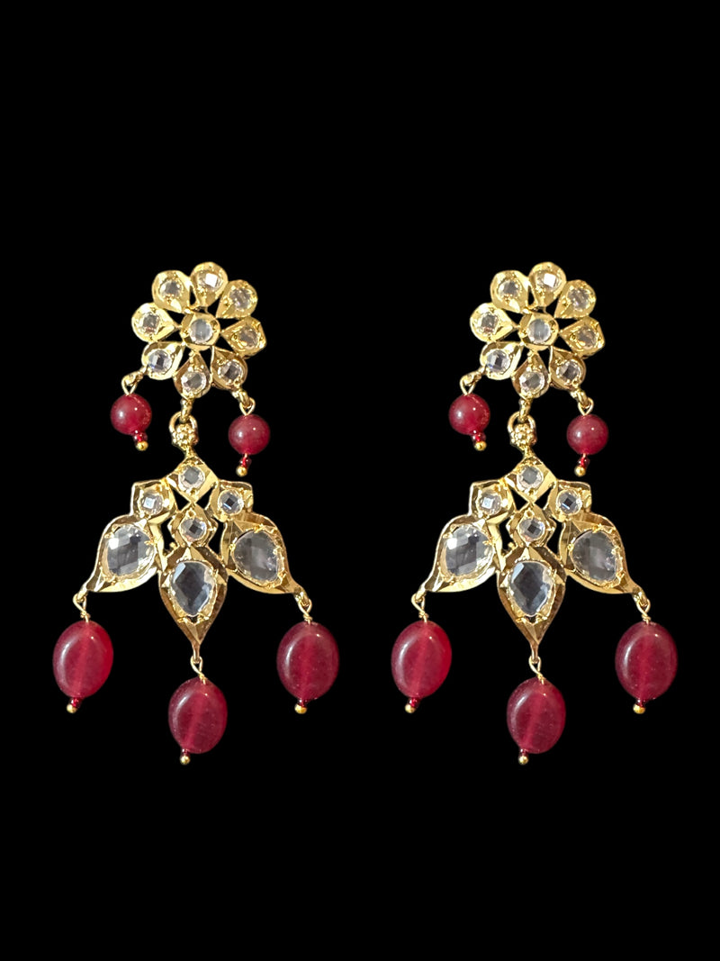 DLN105 Erica pathani haar with earrings in rubies  ( READY TO SHIP )