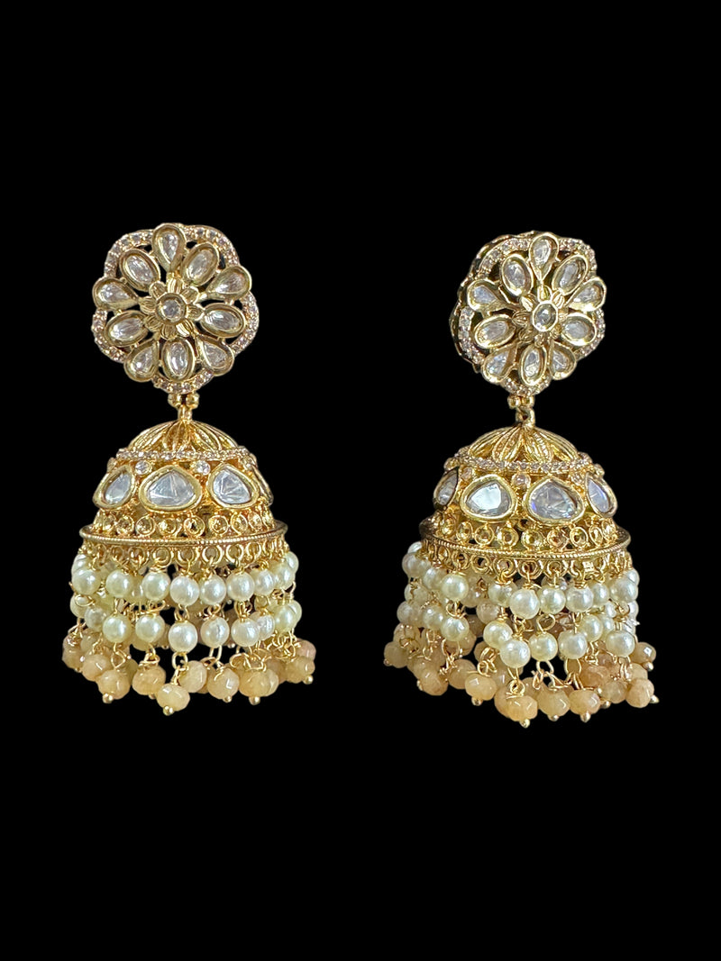 DER582 Mona polki jhumka -  ( SHIPS IN 2 WEEKS )