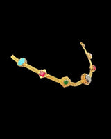 DNS219 Gold-Plated Multicolor Necklace Set with Earrings ( READY TO SHIP )