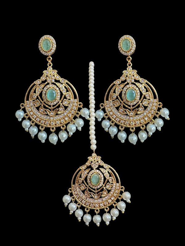 Zeba earrings tika in mint ( READY TO SHIP )