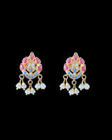 Turquoise & Ruby Gold-Plated 92.5 Silver Pendant Set with Freshwater Pearls ( READY TO SHIP )