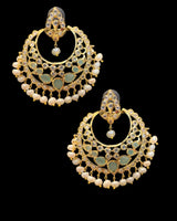 DER912 Noor Emerald Freshwater Pearl Chandbali Earrings – Gold-Plated Elegance ( READY TO SHIP )