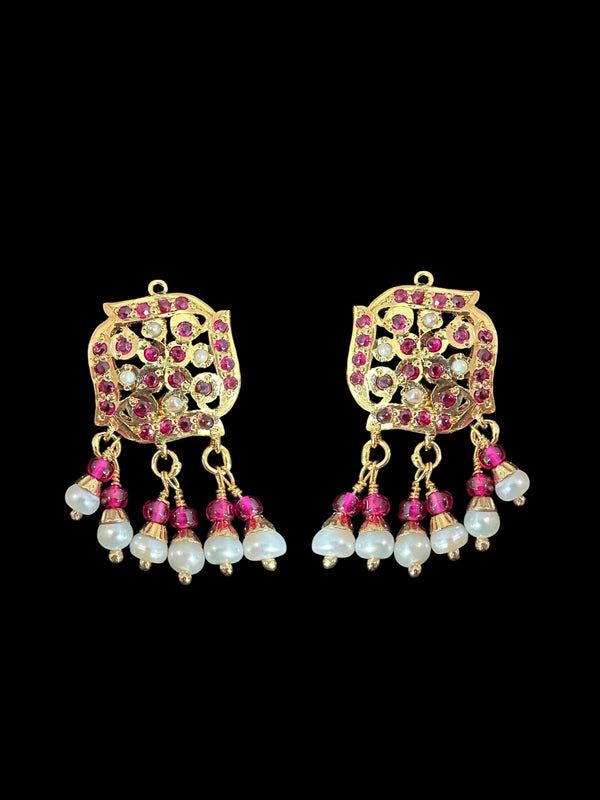 Ruby & Freshwater Pearl Pendant and Earring Set – Gold-Plated 92.5 Silver ( READY TO SHIP )