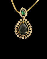 Gold plated pendant set - GREEN - READY TO SHIP