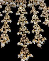 Dangler Choker Set with Earrings & Tika – Gold-Plated Zircon & Pearl Elegance ( SHIPS IN 4 WEEKS )