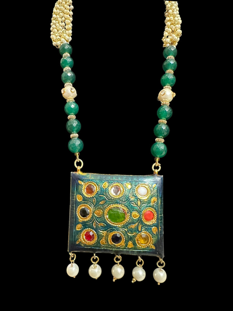 Multicolor kundan mala - peacock blue ( READY TO SHIP )