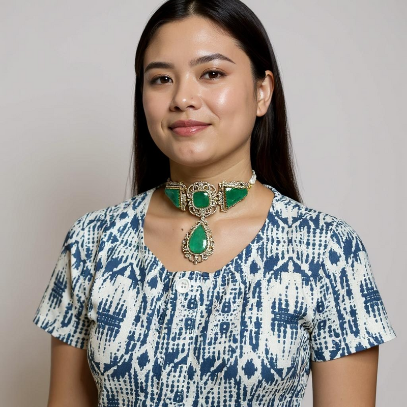 C573 TASHA doublet choker - green / emerald ( READY TO SHIP )