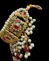Ruby & Emerald Gold-Plated Bridal Choker with Earrings – Handcrafted