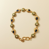 Emerald & Sapphire Gold-Plated Silver Bracelet with Freshwater Pearls ( READY TO SHIP )