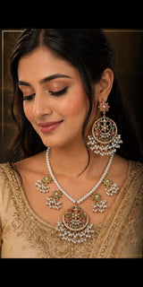 Taara Ruby emerald combination pendant earrings set ( READY TO SHIP )