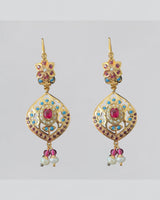 Turquoise Ruby Gold-Plated 92.5 Silver Earrings ( READY TO SHIP )
