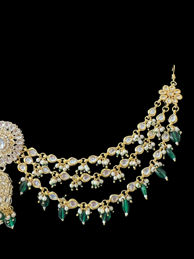 Kundan jhumka earrings with ear supports   ( READY TO SHIP )