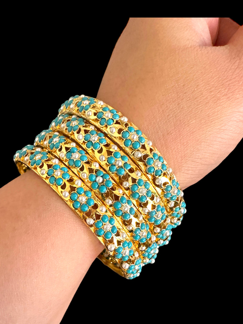 B194 Amira turquoise and pearl bangles ( READY TO SHIP )