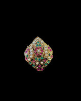 Ruby Emerald Freshwater Pearl Adjustable Ring – Gold-Plated 92.5 Silver ( SHIPS IN 5 WEEKS )