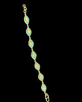 Gold Plated Silver Turquoise Bracelet with Freshwater Pearls (READY TO SHIP )