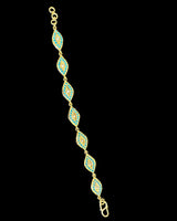 Gold Plated Silver Turquoise Bracelet with Freshwater Pearls (READY TO SHIP )