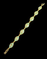 Gold Plated Silver Turquoise Bracelet with Freshwater Pearls (READY TO SHIP )