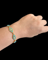 Gold Plated Silver Turquoise Bracelet with Freshwater Pearls (READY TO SHIP )