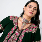 C578 Silver-Plated Ruby & Emerald Choker Set with Earrings ( READY TO SHIP )