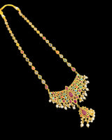 Navratan Multi-Stone Long Mala with Jhumka Earrings | Freshwater Pearls ( READY TO SHIP )