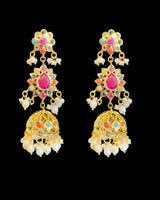 Navratan Multi-Stone Long Mala with Jhumka Earrings | Freshwater Pearls ( READY TO SHIP )