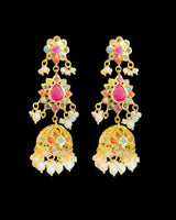 Navratan Multi-Stone Long Mala with Jhumka Earrings | Freshwater Pearls ( READY TO SHIP )