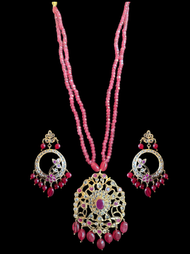 PS519 Hima ruby Pendant set with earrings (READY TO SHIP  )