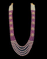 LN507 Gold-Plated Hot Pink CZ Beads & Shell Pearl Mala ( READY TO SHIP )