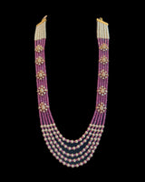 LN507 Gold-Plated Hot Pink CZ Beads & Shell Pearl Mala ( READY TO SHIP )
