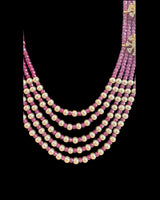 LN507 Gold-Plated Hot Pink CZ Beads & Shell Pearl Mala ( READY TO SHIP )