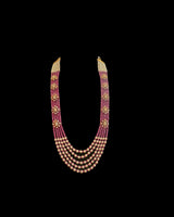 LN507 Gold-Plated Hot Pink CZ Beads & Shell Pearl Mala ( READY TO SHIP )