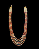 LN508 Gold-Plated Rusty Orange CZ Beads & Shell Pearl Mala ( READY TO SHIP )