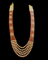 LN508 Gold-Plated Rusty Orange CZ Beads & Shell Pearl Mala ( READY TO SHIP )