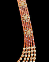 LN508 Gold-Plated Rusty Orange CZ Beads & Shell Pearl Mala ( READY TO SHIP )
