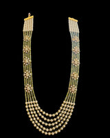 LN509 Gold-Plated Olive Green CZ Beads & Shell Pearl Mala ( READY TO SHIP )