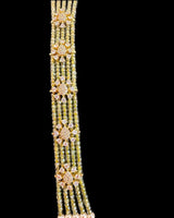 LN509 Gold-Plated Olive Green CZ Beads & Shell Pearl Mala ( READY TO SHIP )