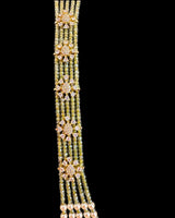 LN509 Gold-Plated Olive Green CZ Beads & Shell Pearl Mala ( READY TO SHIP )