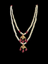 SAT82 Two layered fresh water pearl hyderabadi necklace set / satlada ( READY TO SHIP )