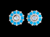 ET557  mother of pearl tops  with turquoise ( READY TO SHIP)