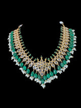 NS519 AMIRA hyderabadi necklace with earrings - emerald  ( READY TO SHIP)